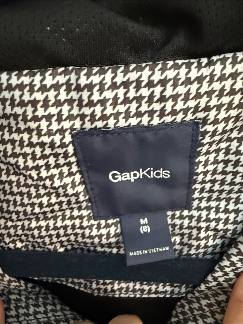 Gap Kids Black and Gray Houndstooth Rain Jacket - Picture 2 of 3